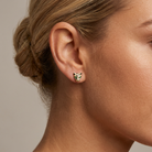 Micro Pave Diamond Leopard Button Earrings — model shot