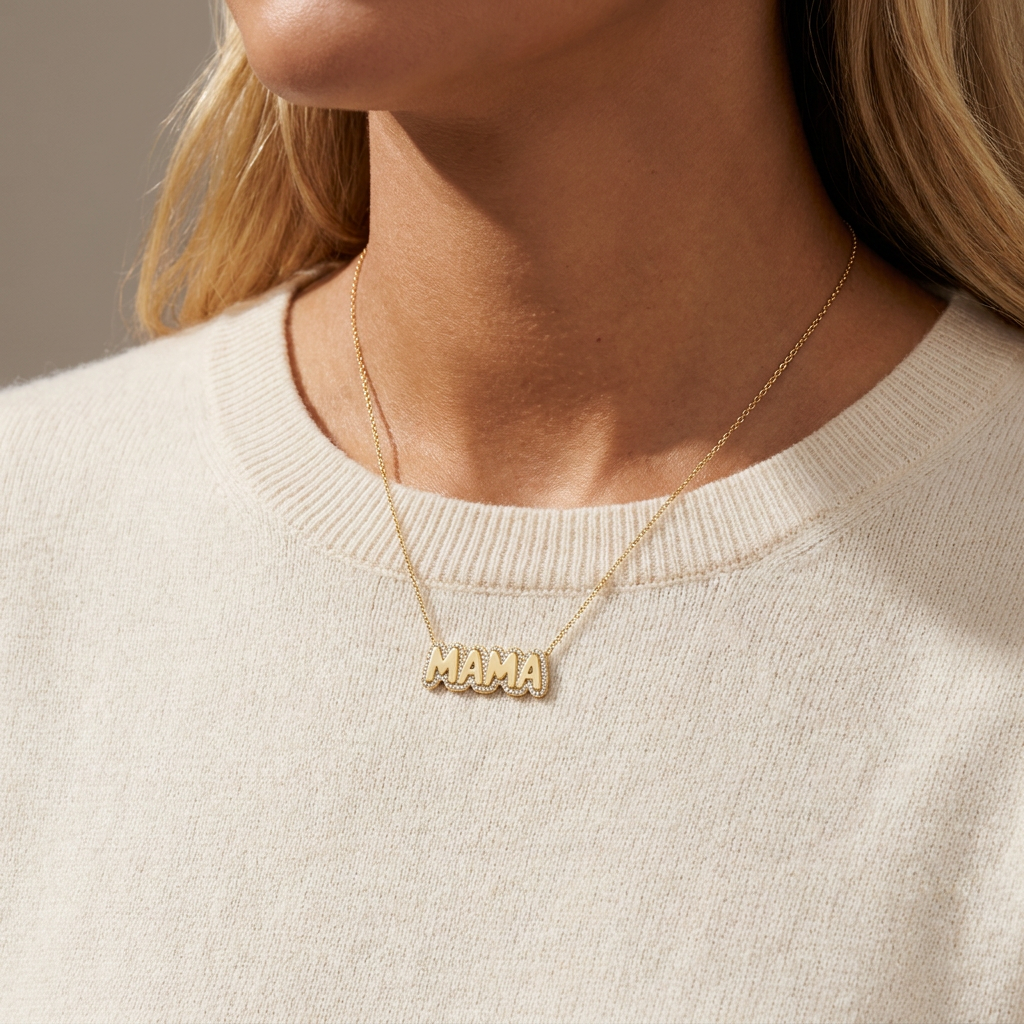 Cloud Mama Diamond Necklace — model shot