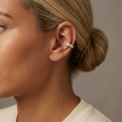 Half Baguette Half Round Diamond Ear Cuff — model shot