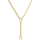Half Chunky Rolo Half Paper Clip Lariat Gold Chain Necklace
