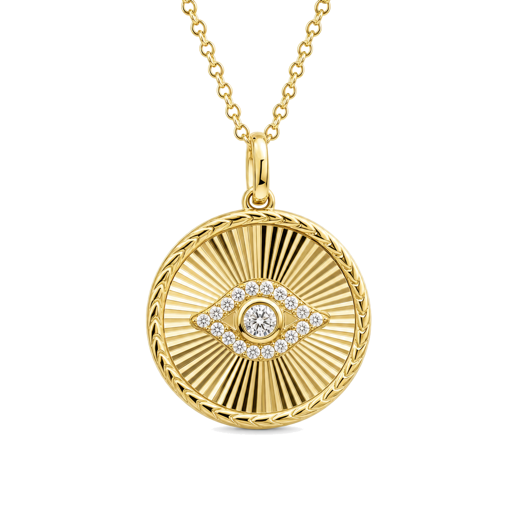 Diamond Radiating Evil Eye Necklace