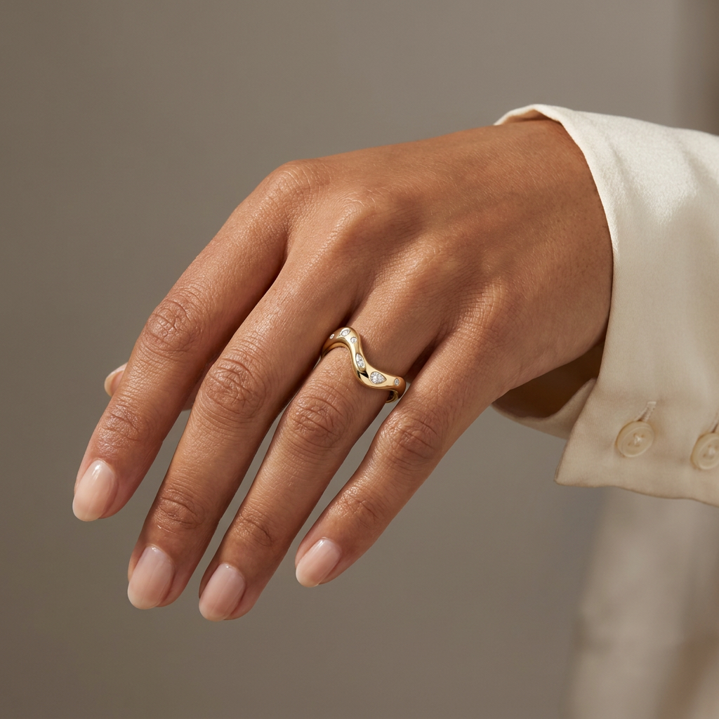 River of Light Diamond Ring — model shot