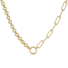 Half Chunky Rolo Half Round Paper Clip Gold Chain Necklace