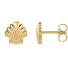 Petite Scallop Shell Button Gold Earrings