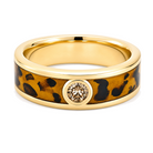 Enamel Leopard Print Brown Diamond Ring
