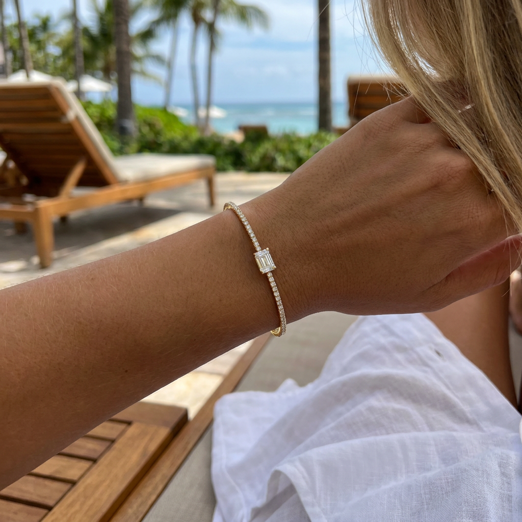 Aura Diamond Bangle — model shot