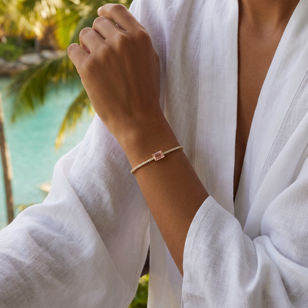 Rosette Diamond Bangle — model shot