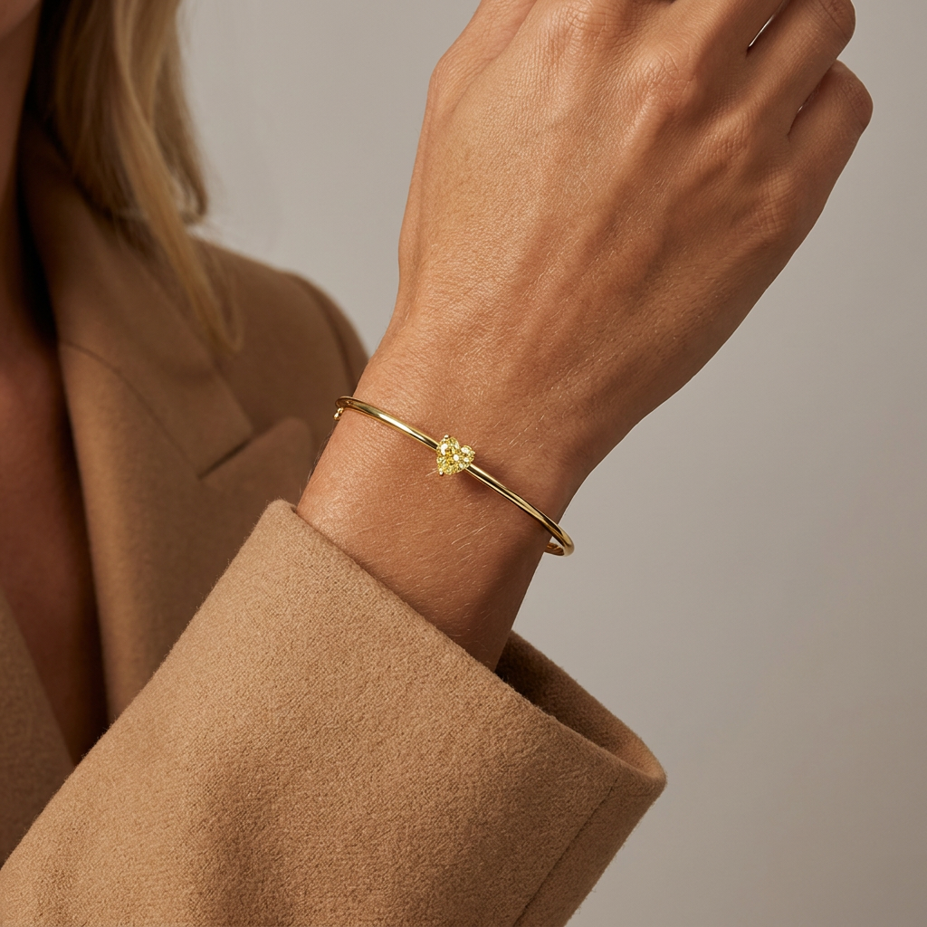 Saffron Diamond Bangle — model shot
