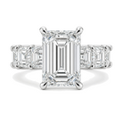 Emerald and Asscher Cut Lab Diamond Eternity Engagement Ring