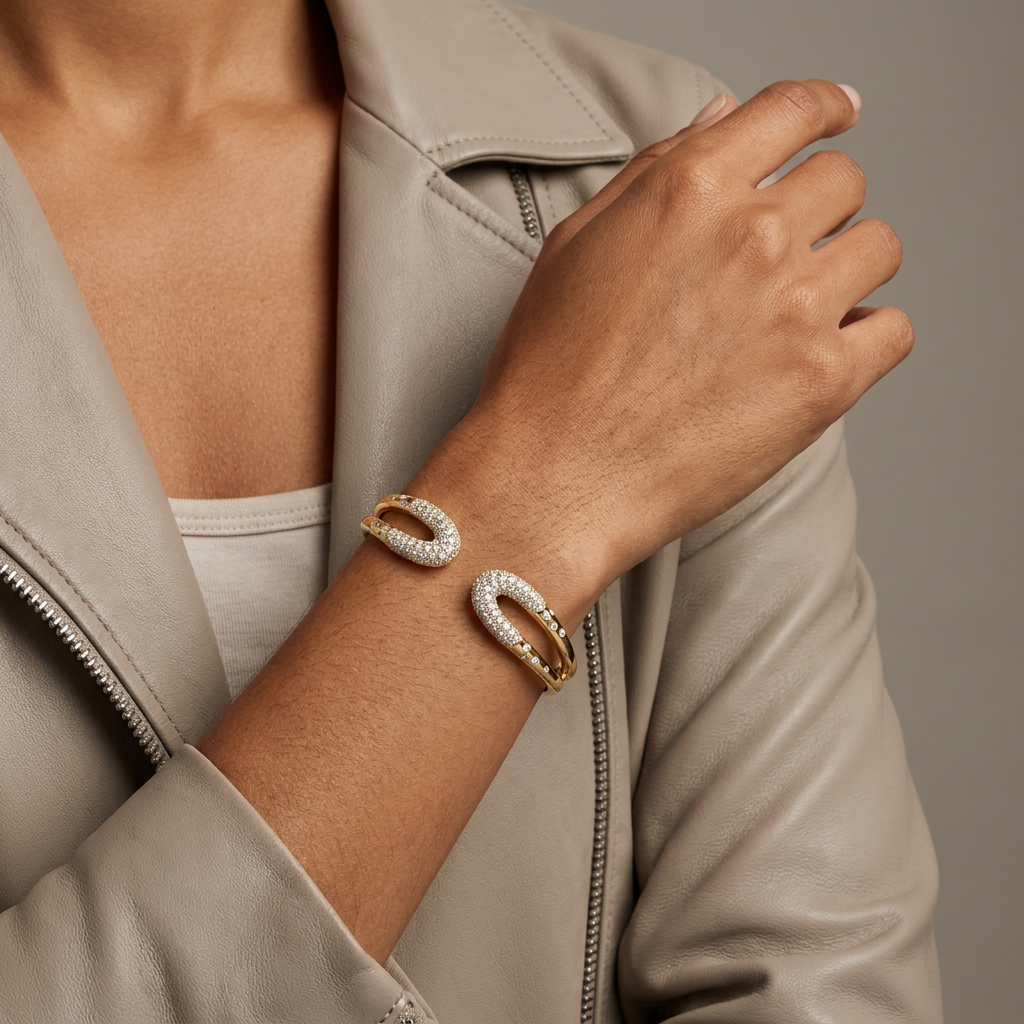 Confetti Bypass Diamond Bangle — model shot