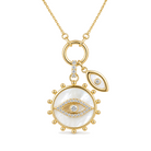 Mother of Pearl Evil Eyes Medallion Diamond Necklace