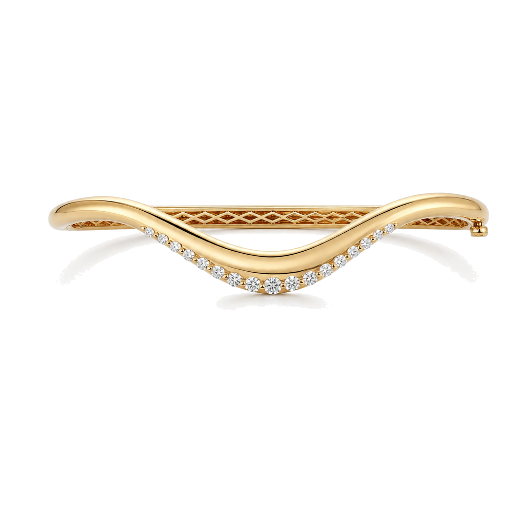 Wavy Underside Pave Diamond Bangle