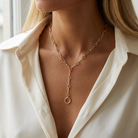 Mixed Link Enhancer Gold Necklace — model shot