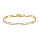 Open Rectangle Link Diamond Bracelet in 14k yellow gold