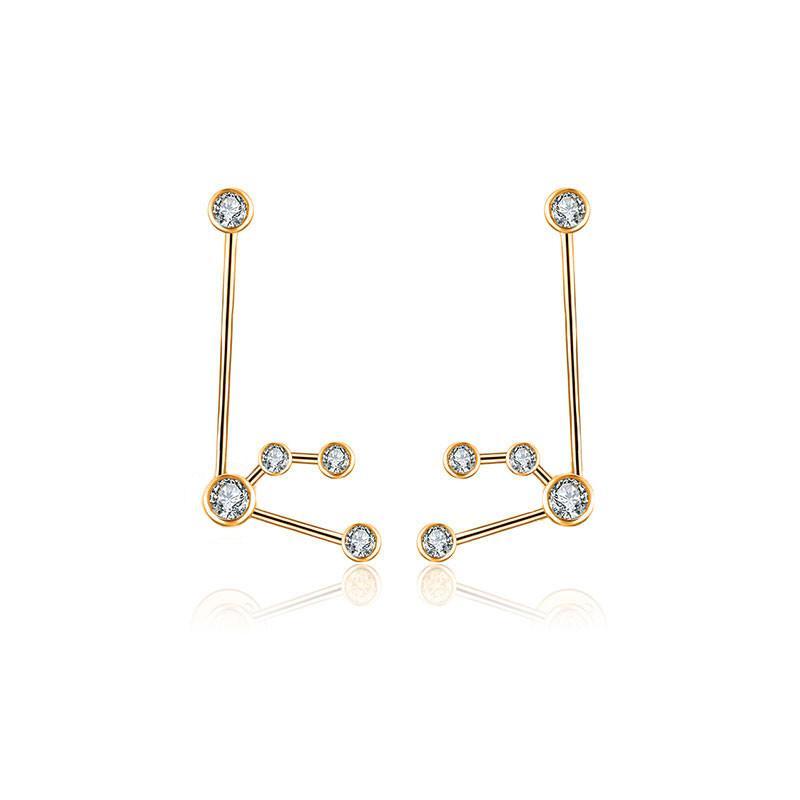 Gold constellation earrings with sparkling diamonds in unique geometric design from our exclusive jewelry brand collection.