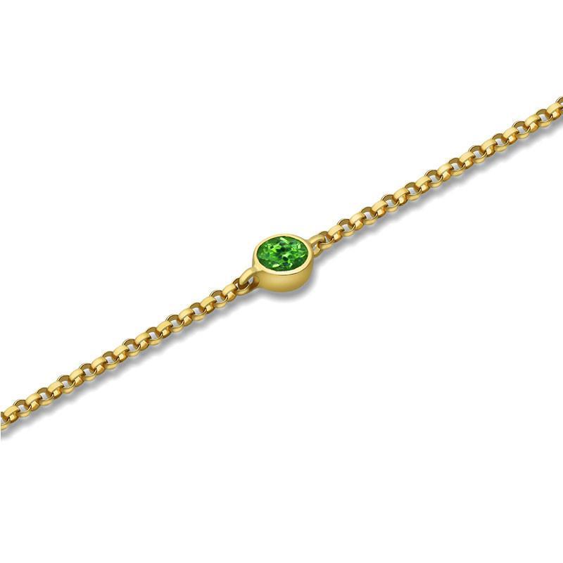 18K Gold August Birthstone Peridot Bezel Bracelet - Bracelets - Izakov Diamonds + Fine Jewelry
