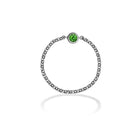 18K gold birthstone chain ring featuring a vibrant green gemstone, perfect for personal significance and elegant gifting.