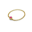 18K gold chain ring featuring a pink birthstone, elegant and meaningful jewelry gift.