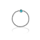 18K gold chain ring featuring a turquoise birthstone, an elegant and meaningful jewelry piece for special occasions.