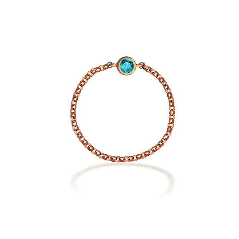 18K gold chain ring featuring a turquoise birthstone, perfect for personalized elegance and meaningful gifts.