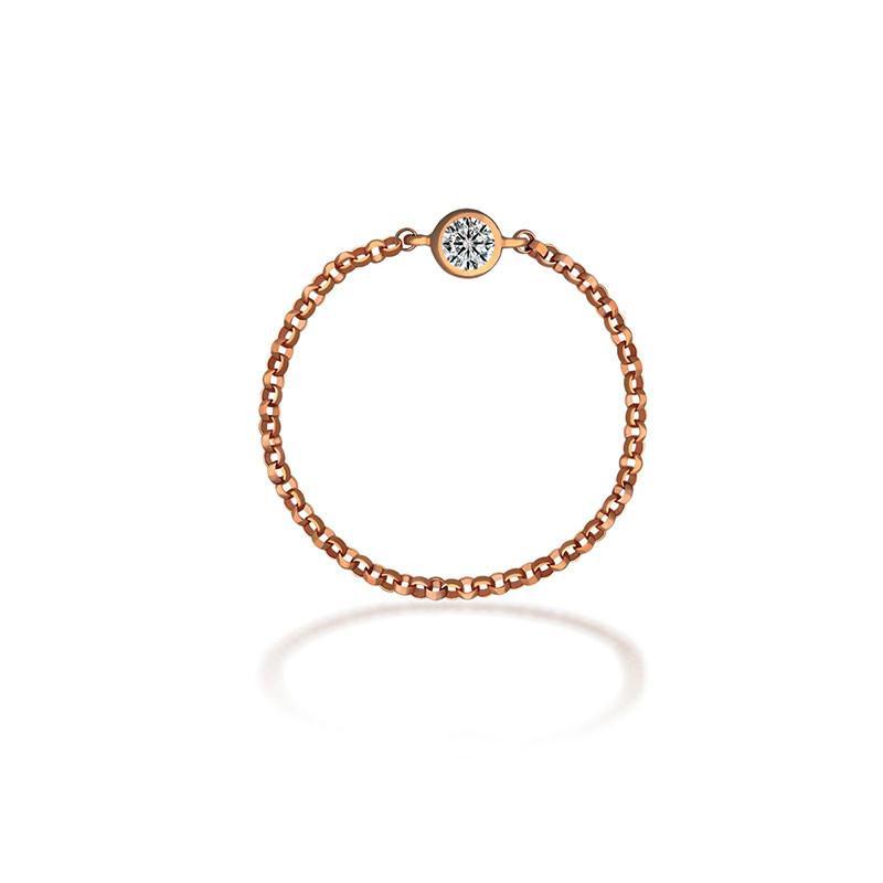 18K gold chain ring with a sparkling birthstone, perfect for personal gifts and elegant jewelry collections.