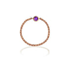 18K gold chain ring with purple birthstone, elegant and meaningful jewelry accessory for special occasions.