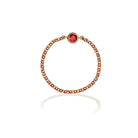 18K gold chain ring featuring a vibrant red birthstone, perfect for celebrating personal milestones and elegant style.