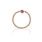 18K gold chain ring featuring a vibrant birthstone, perfect gift for celebrations and personal elegance.