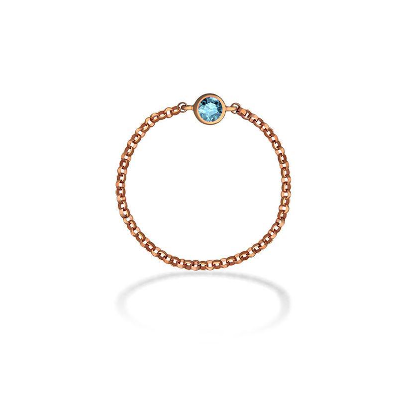 18K gold birthstone chain ring featuring a stunning blue gemstone, a perfect gift for any occasion.