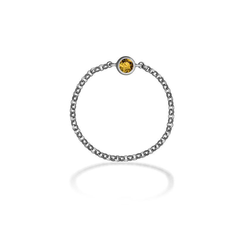 18K gold chain ring with yellow birthstone, perfect for personal significance and meaningful gifts.