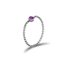 18K gold chain ring with purple birthstone, elegant design for personal significance and timeless appeal.