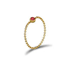 18K gold chain ring with a red birthstone, a perfect elegant gift for special occasions.