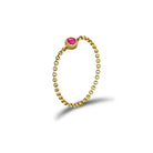 18K gold chain ring featuring a vibrant pink birthstone, a perfect gift for celebrating special moments.