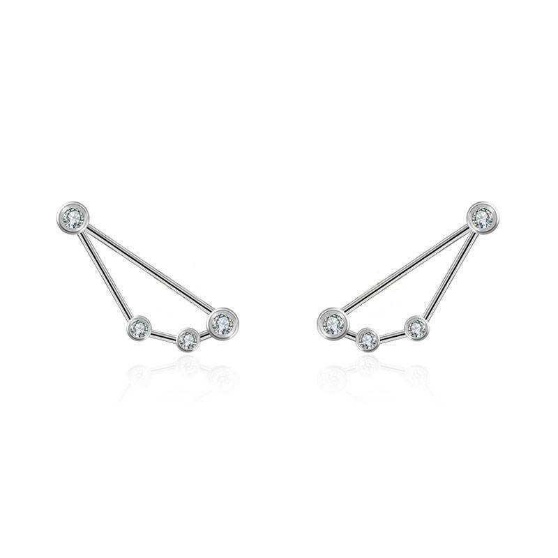 Modern geometric silver earrings with sparkling gemstones from our exclusive jewelry brand collection.