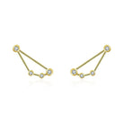 Elegant gold earrings with cubic zirconia, modern geometric design, luxury jewelry brand.