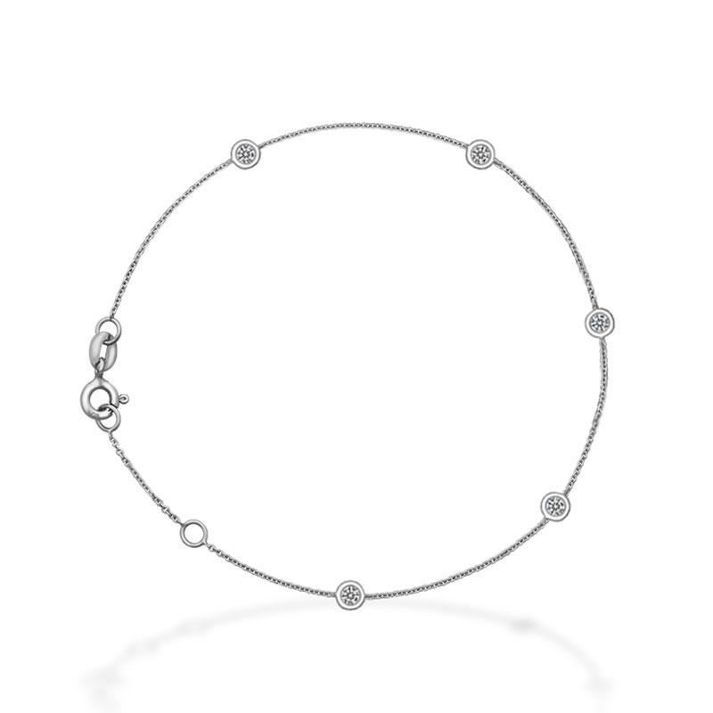 Delicate silver chain bracelet with small gemstone accents by our jewelry brand.