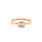 18K Gold Emerald Cut Diamond Bezel Ring Rose Gold Izakov Diamonds + Fine Jewelry