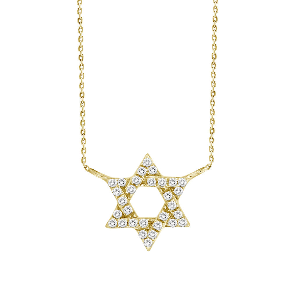 18K Gold Mini Star Of David Diamond Necklace Yellow Gold Necklaces by Izakov Diamonds + Fine Jewelry | Izakov