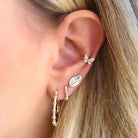 14K Gold Tropical Leaf Baguette Diamond Earrings Izakov Diamonds + Fine Jewelry