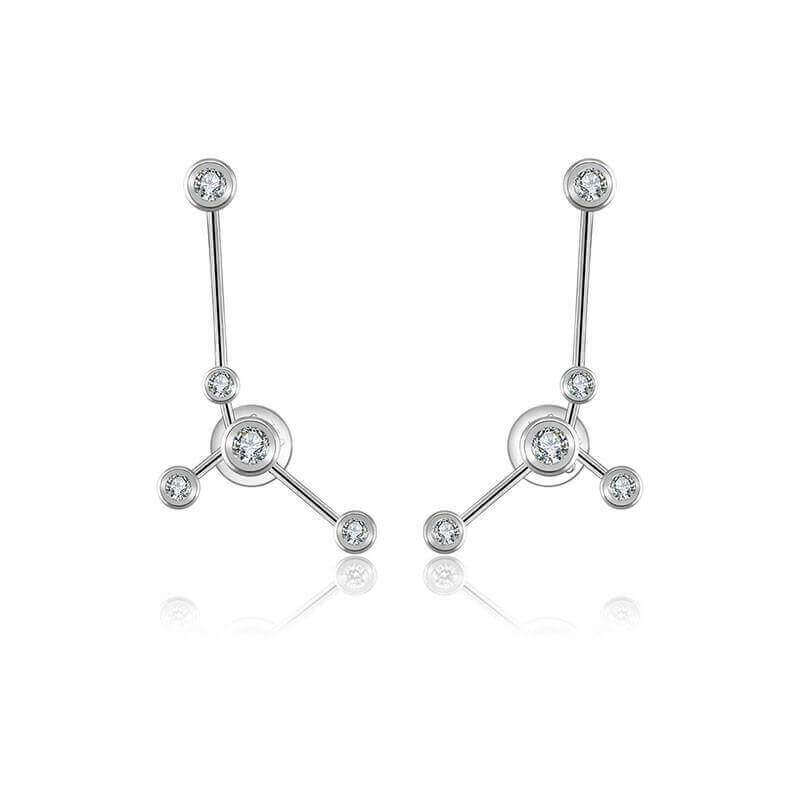 18K gold zodiac constellation diamond earrings with sparkling designs and celestial charm.