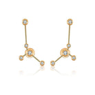 18K gold zodiac constellation diamond earrings with sparkling accents, perfect for astrology lovers and celestial charm.