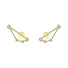 18K gold zodiac constellation diamond earrings with sparkling diamonds, showcasing elegant celestial designs.