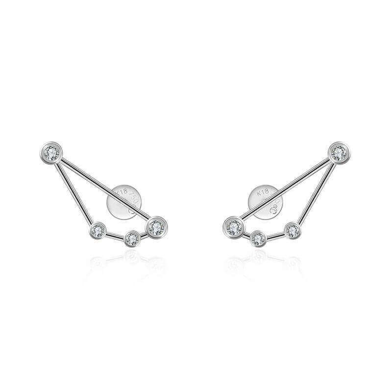 18K Gold Zodiac Constellation Diamond Earrings showcasing sparkling diamonds in a celestial design.