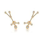 18K gold zodiac constellation diamond earrings, showcasing celestial charm and elegance, perfect for astrology lovers.