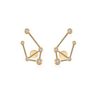 18K gold zodiac constellation diamond earrings, celestial design with sparkling diamonds for elegant style.