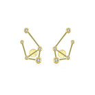 18K gold zodiac constellation diamond earrings featuring sparkling diamond accents. Elegant celestial jewelry for astrology lovers.