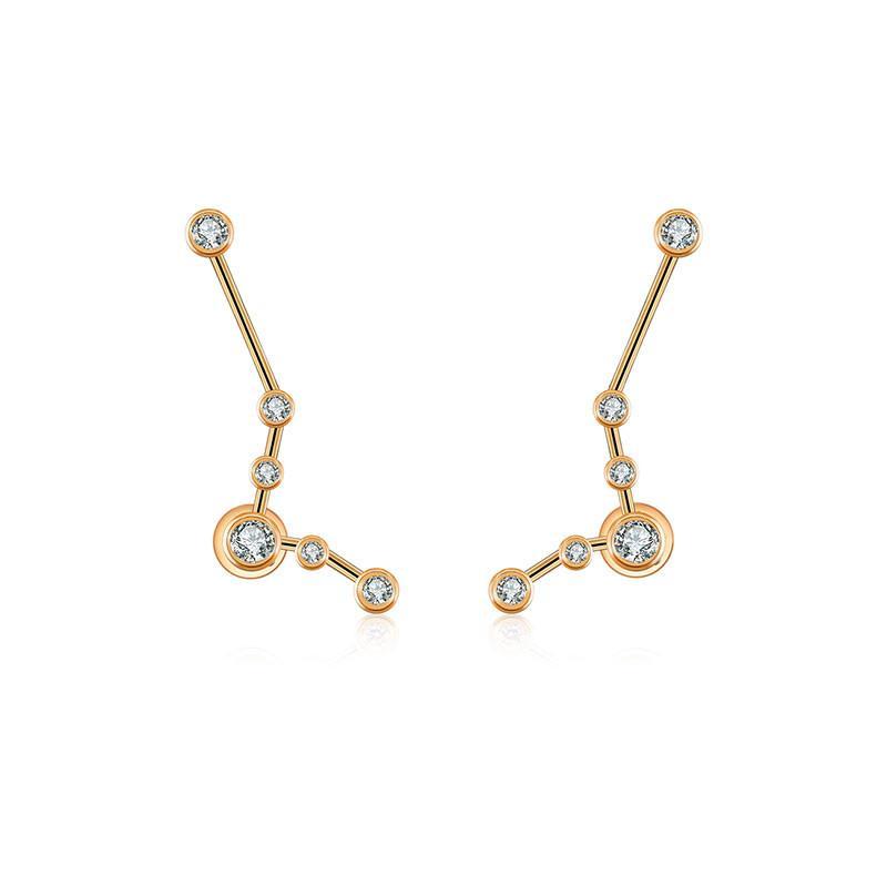 18K Gold Zodiac Constellation Diamond Earrings showcasing sparkling celestial designs and elegance.