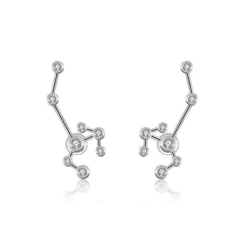 18K Gold Zodiac Constellation Diamond Earrings featuring unique celestial designs and sparkling diamonds.