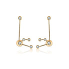 Exquisite 18K Gold Zodiac Constellation Diamond Earrings with celestial design and sparkling diamonds.