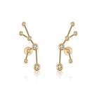 18K gold zodiac constellation diamond earrings with sparkling gems, perfect for astrology lovers and elegant style.